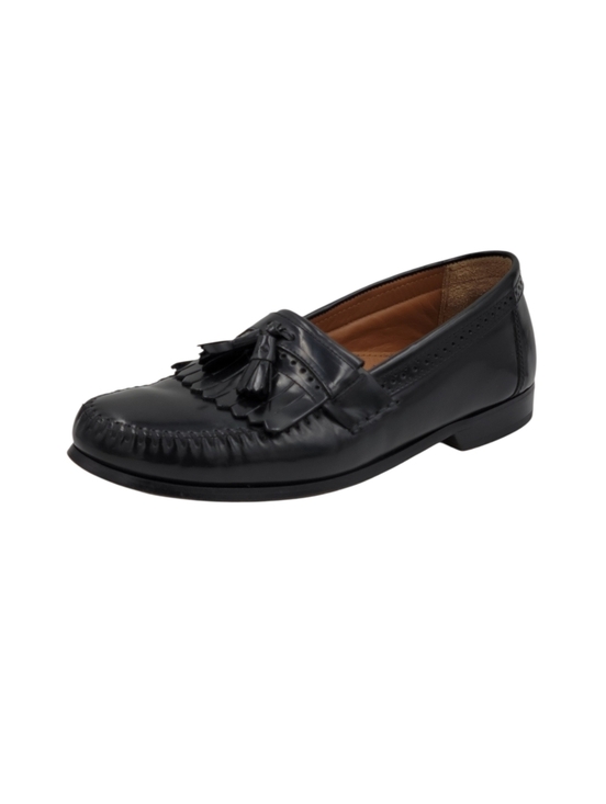 Bass Grammer Loafers Men Size 9.5 Black Kiltie Tassel  Leather Slip On Shoes